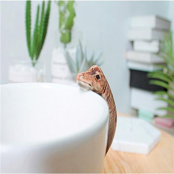 Dinosaur 3D Ceramic Mug, Long necked dragon Handle Novelty Animal Cup - Picture 3 of 6
